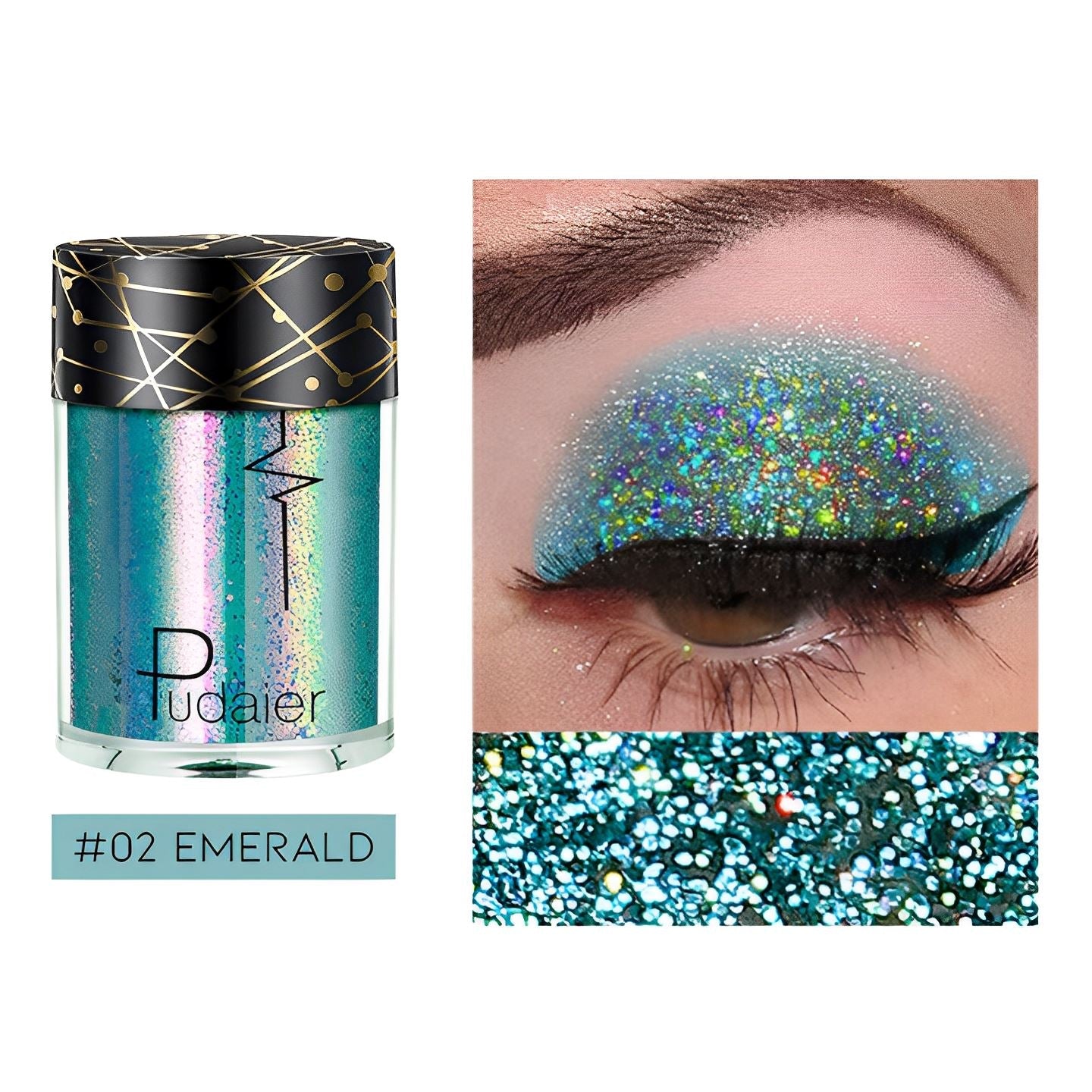 Single Shade High Shine Glitter Make-up Every Day And Night #02 Emerald 