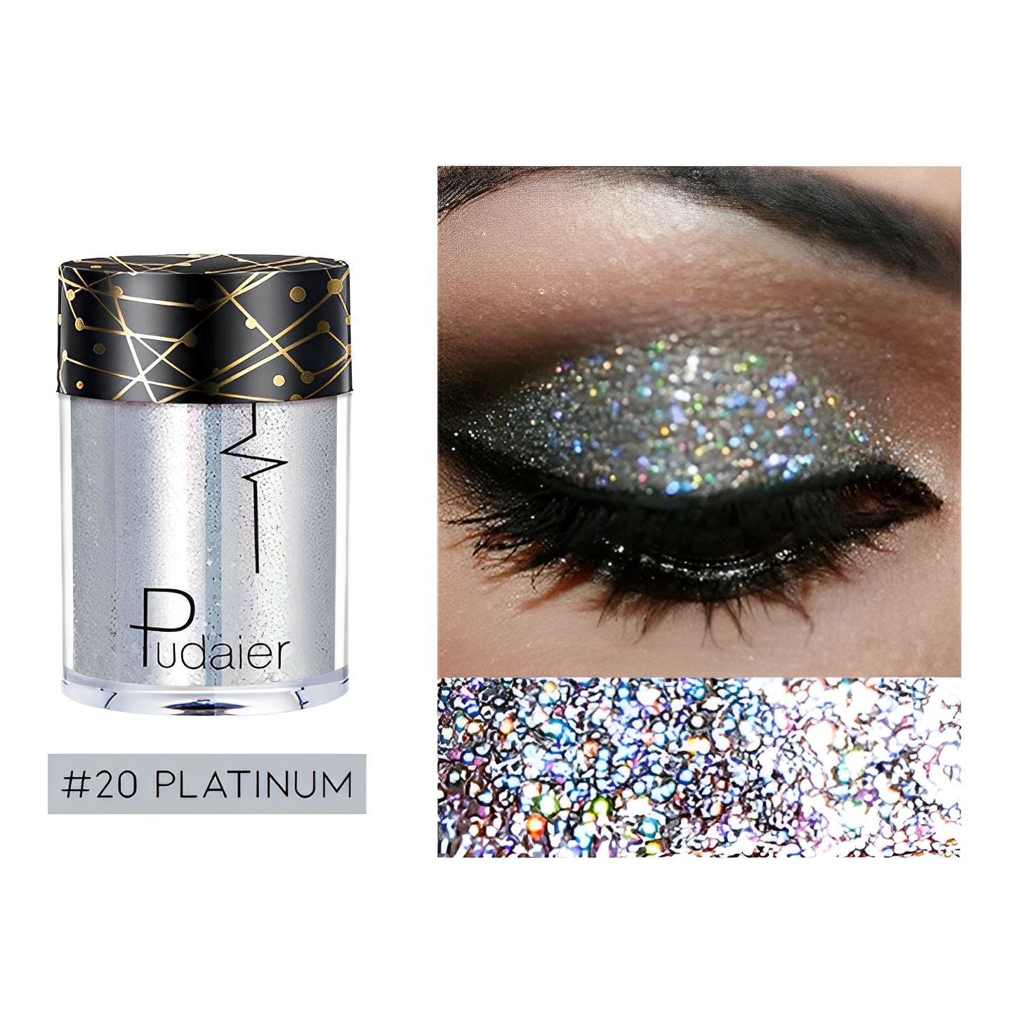 Single Shade High Shine Glitter Make-up Every Day And Night #20 Platinum 