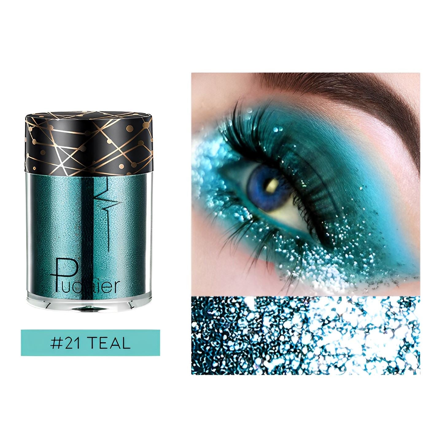 Single Shade High Shine Glitter Make-up Every Day And Night #21 Teal 