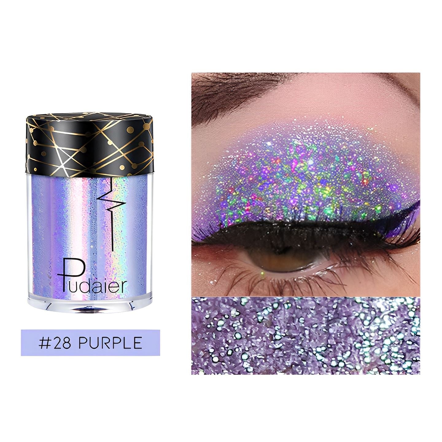 Single Shade High Shine Glitter Make-up Every Day And Night #28 Purple 