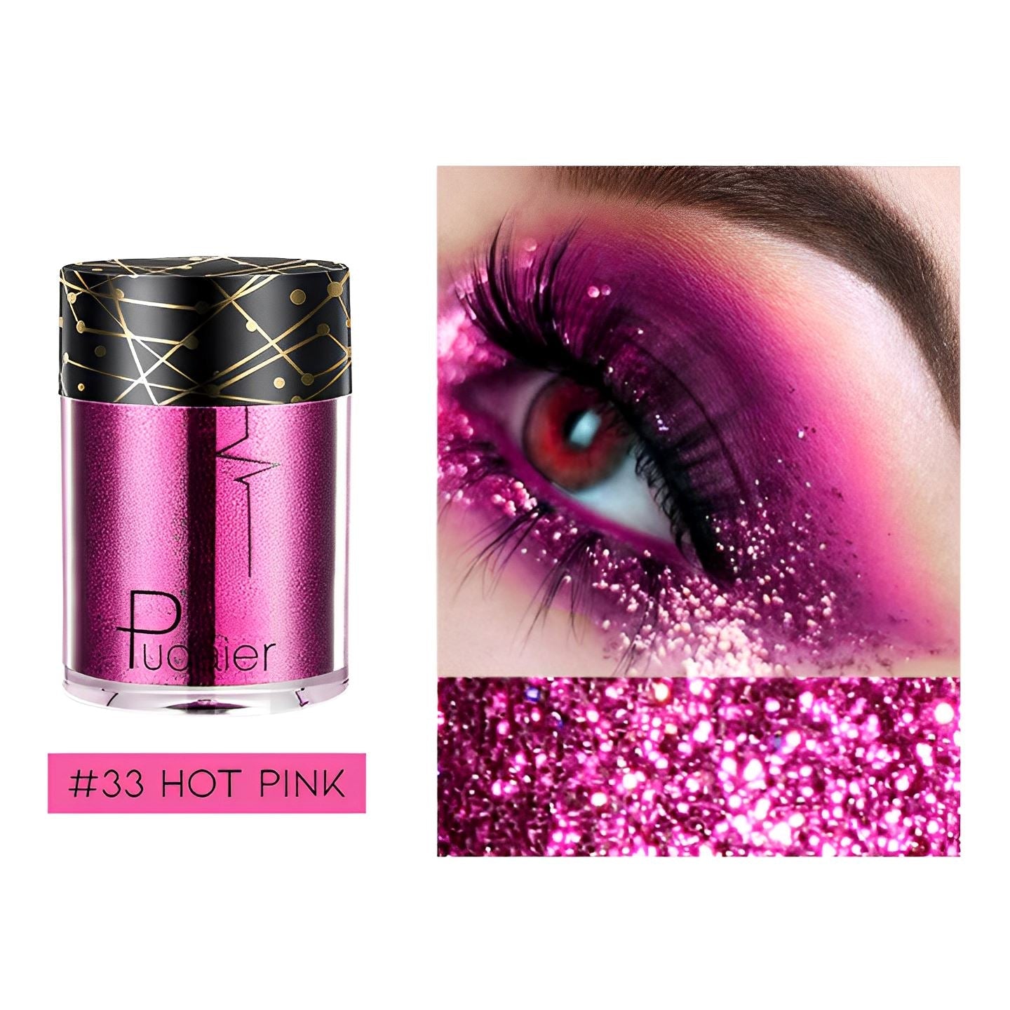 Single Shade High Shine Glitter Make-up Every Day And Night #33 Hot Pink 