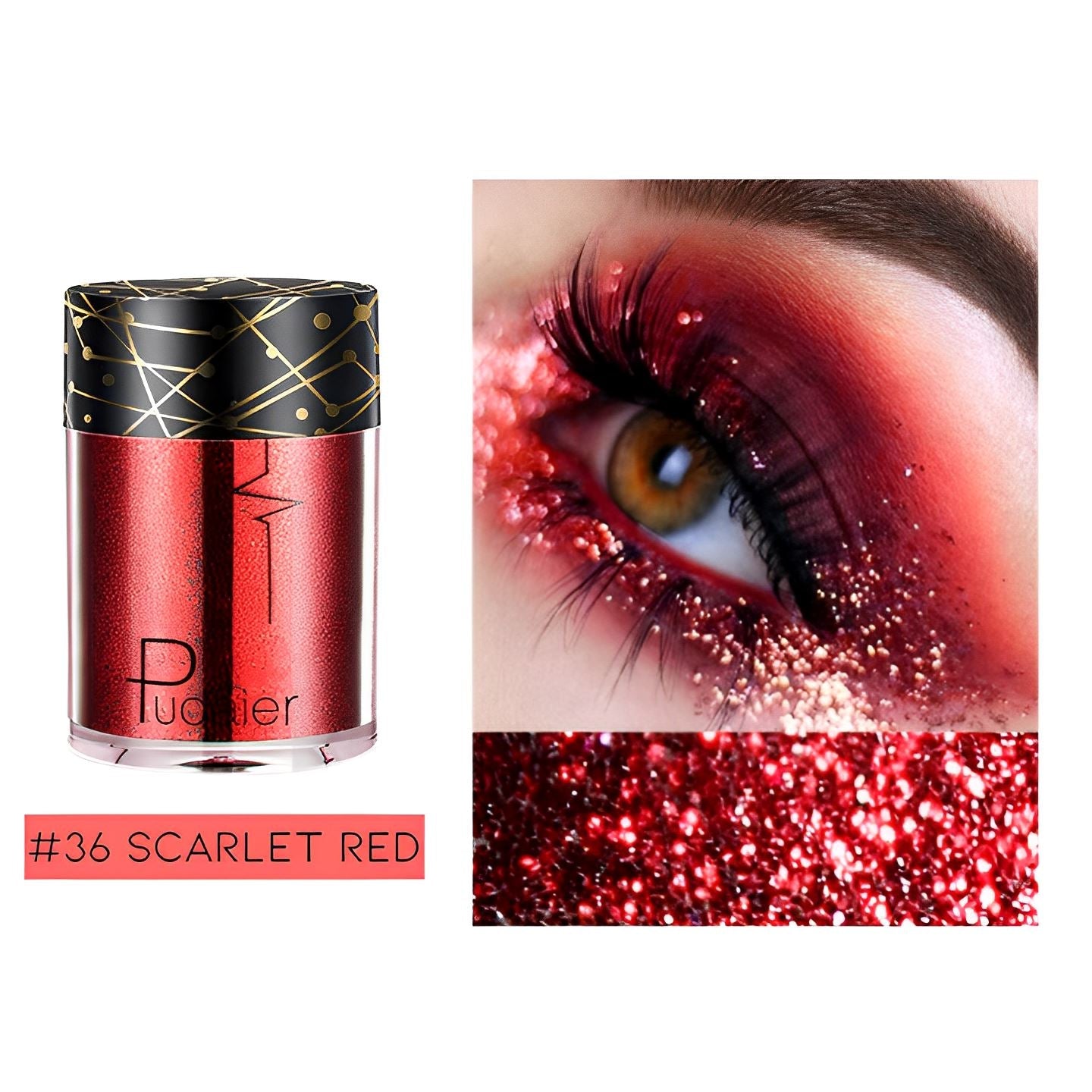 Single Shade High Shine Glitter Make-up Every Day And Night #36 Scarlet Red 