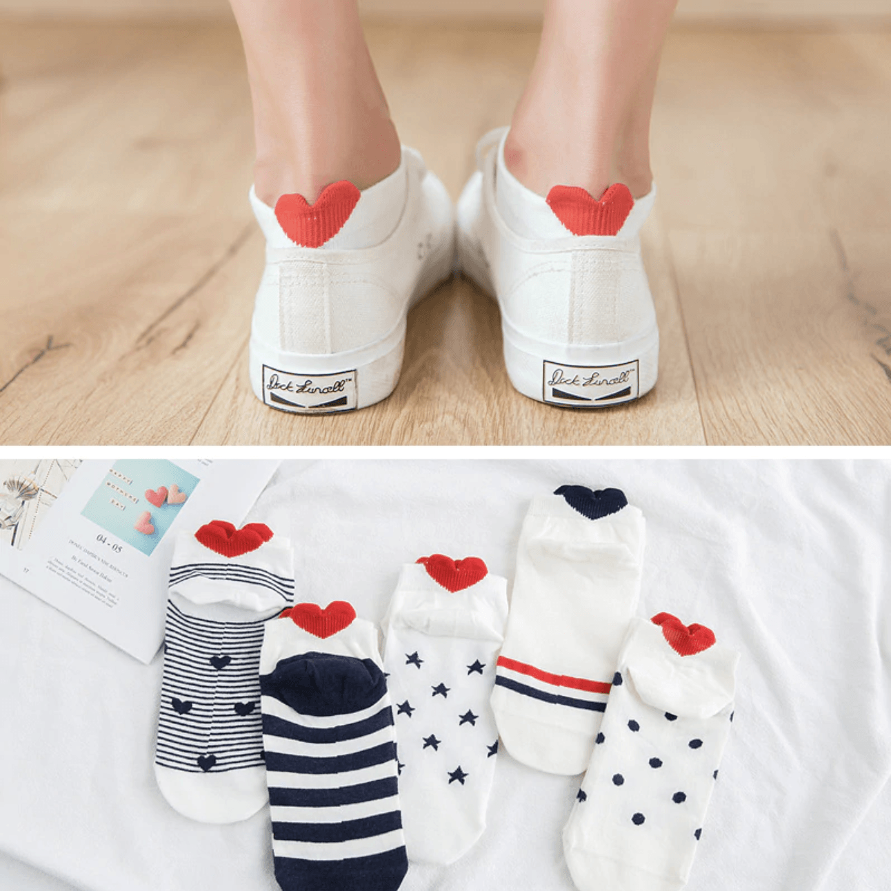 Novelty Ankle Heart Socks (5 Pairs)