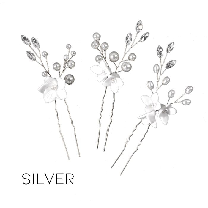 Simple & Elegant Floral Bridal Hair Comb Hair Styling Tools Every Day And Night Silver 