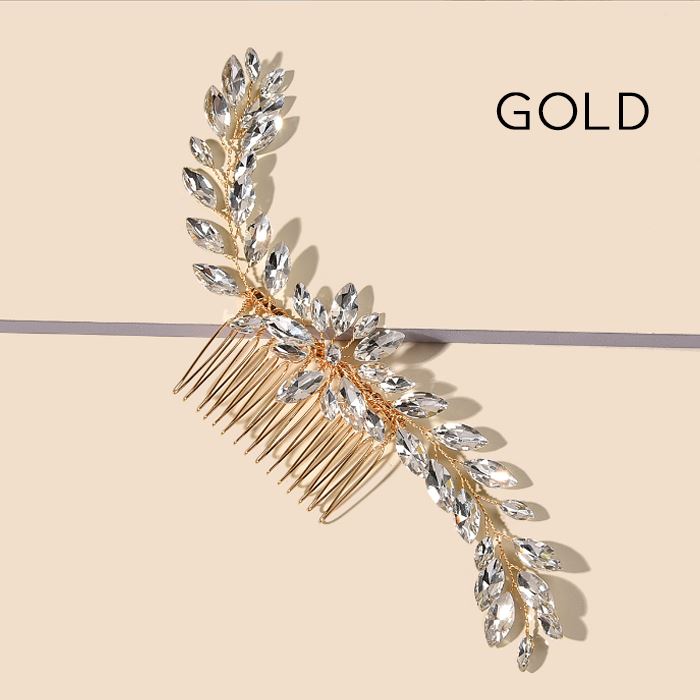 Simple & Elegant Crystal Bridal Hair Comb Hair Styling Tools Every Day And Night Gold 
