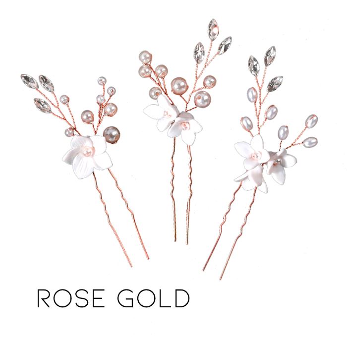 Simple & Elegant Floral Bridal Hair Comb Hair Styling Tools Every Day And Night Rose Gold 