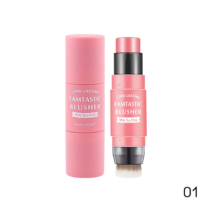 Multi-Use Creamy Blush Stick With Brush Make-up Every Day And Night 01 Milk Tea Pink 2pcs (30% OFF) $16 Each 