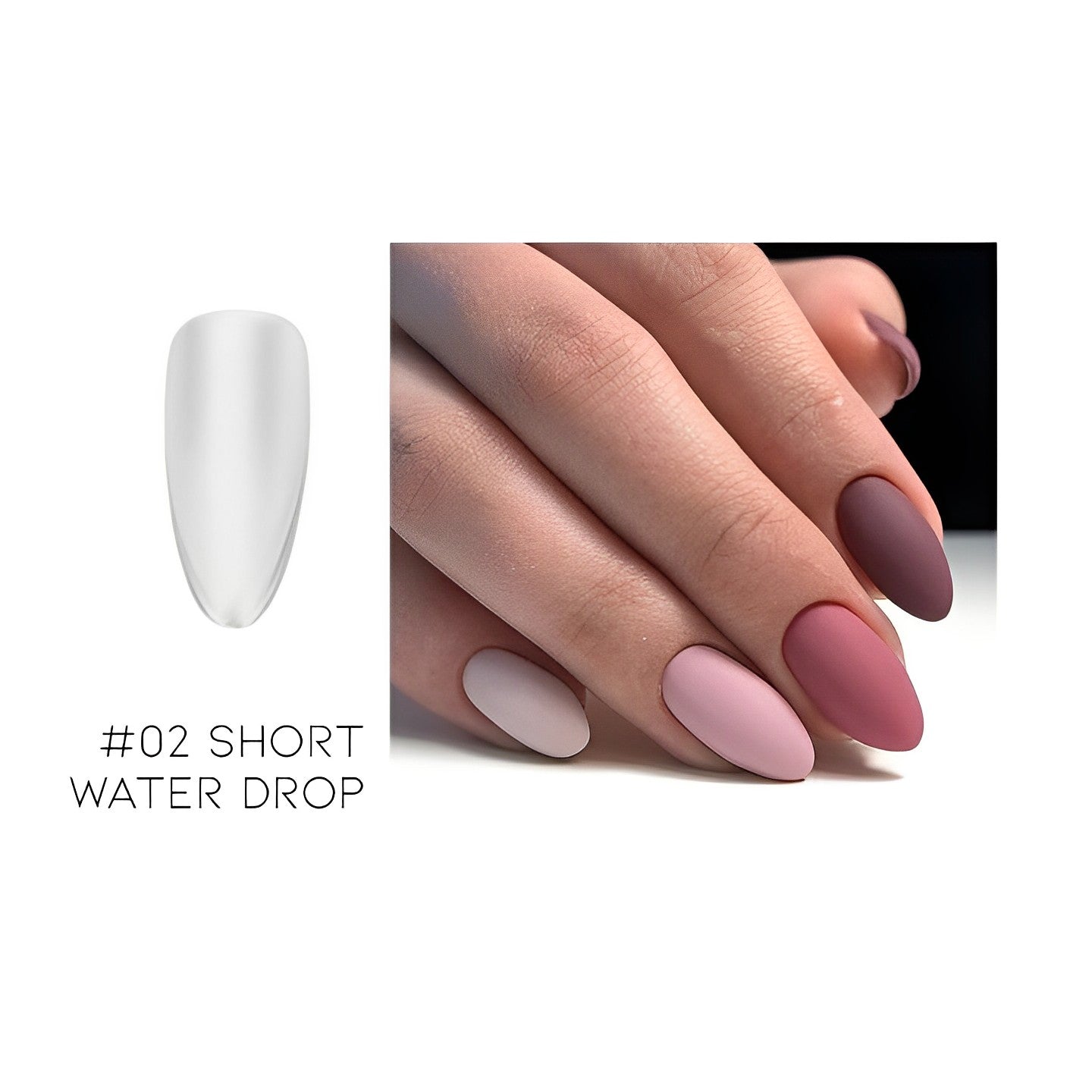 Ultra Thin Realistic False Nails Extension Nail Every Day And Night #02 Short Water Drop 1 Set 