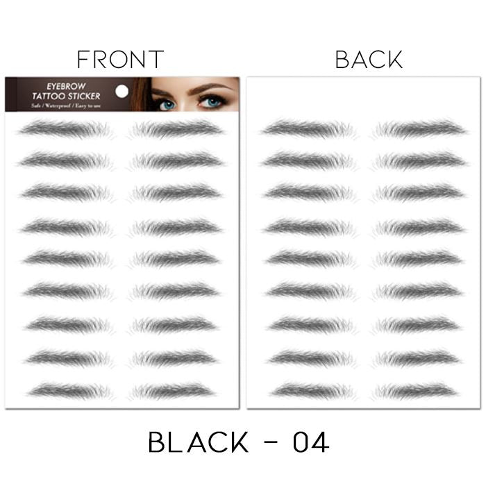 Waterproof Realistic Eyebrows Tattoo Sticker Make-up Every Day And Night Black 04 1 Set