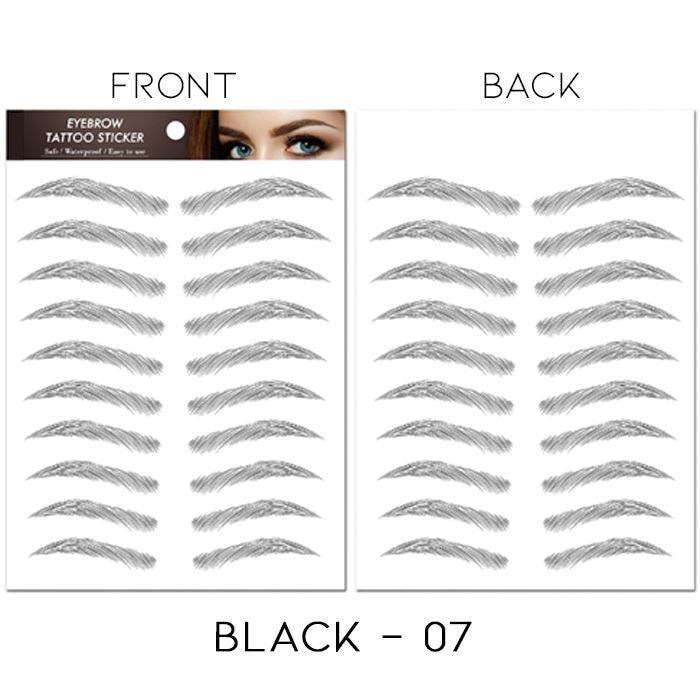 Waterproof Realistic Eyebrows Tattoo Sticker Make-up Every Day And Night Black 07 1 Set