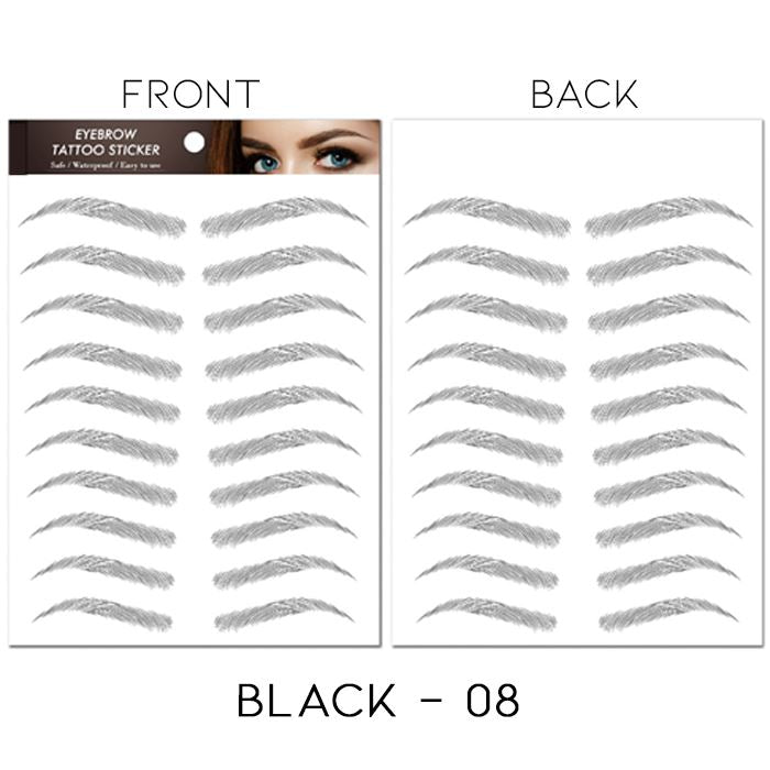 Waterproof Realistic Eyebrows Tattoo Sticker Make-up Every Day And Night Black 08 1 Set