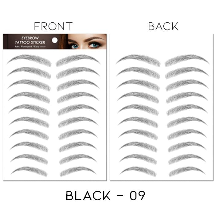 Waterproof Realistic Eyebrows Tattoo Sticker Make-up Every Day And Night Black 09 1 Set