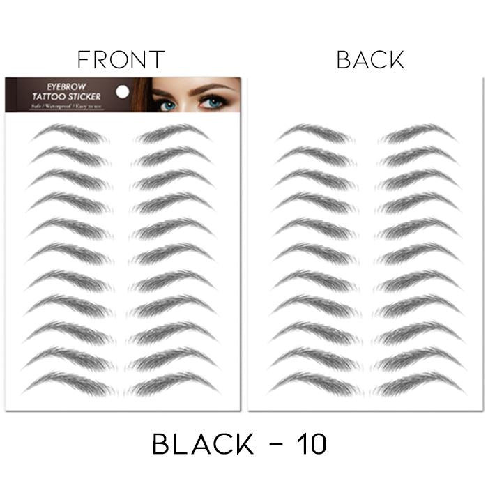 Waterproof Realistic Eyebrows Tattoo Sticker Make-up Every Day And Night Black 10 1 Set