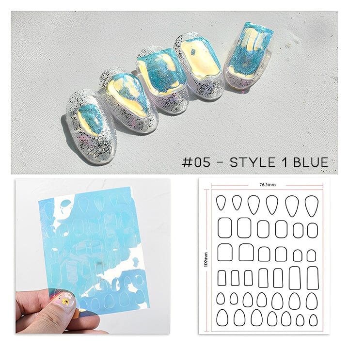 Ice Cube Aurora Nail Sticker 6pcs Set Nail Every Day And Night 