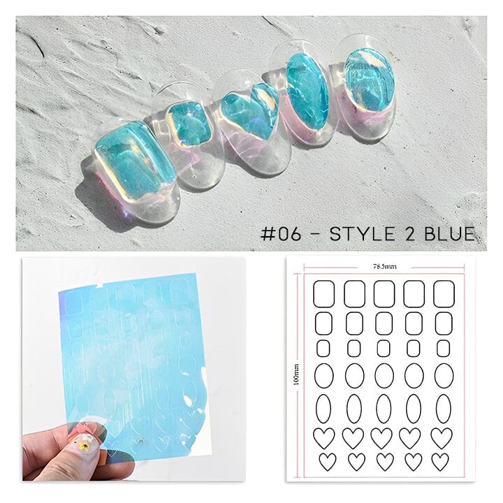 Ice Cube Aurora Nail Sticker 6pcs Set Nail Every Day And Night 