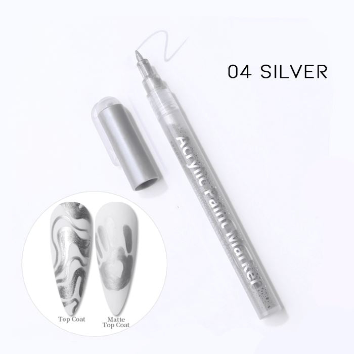 Nail Art Graffiti Pen Nail Every Day And Night 04 Silver 1pc 