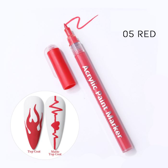 Nail Art Graffiti Pen Nail Every Day And Night 05 Red 1pc 