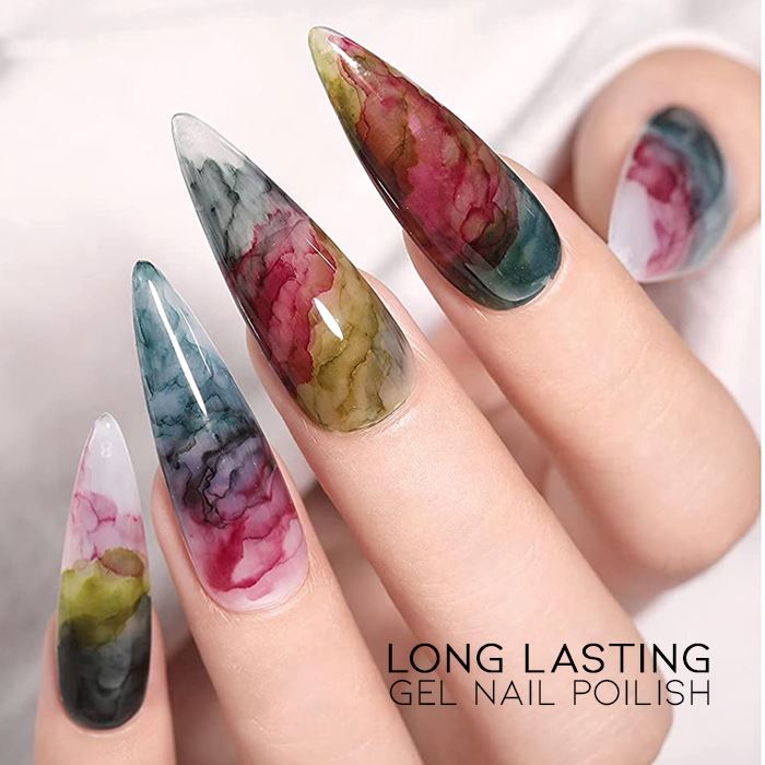 Watercolor Style Gel Nail Liquid Nail Every Day And Night 