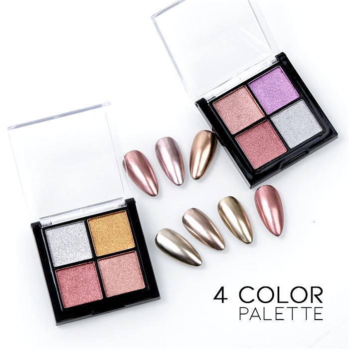 4 Color Nail Mirror Chrome Solid Powder Palette Nail Every Day And Night 