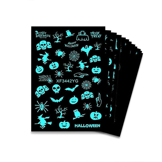 Halloween Glow in the Dark Nail Art Sticker 12pcs Set Nail Every Day And Night 