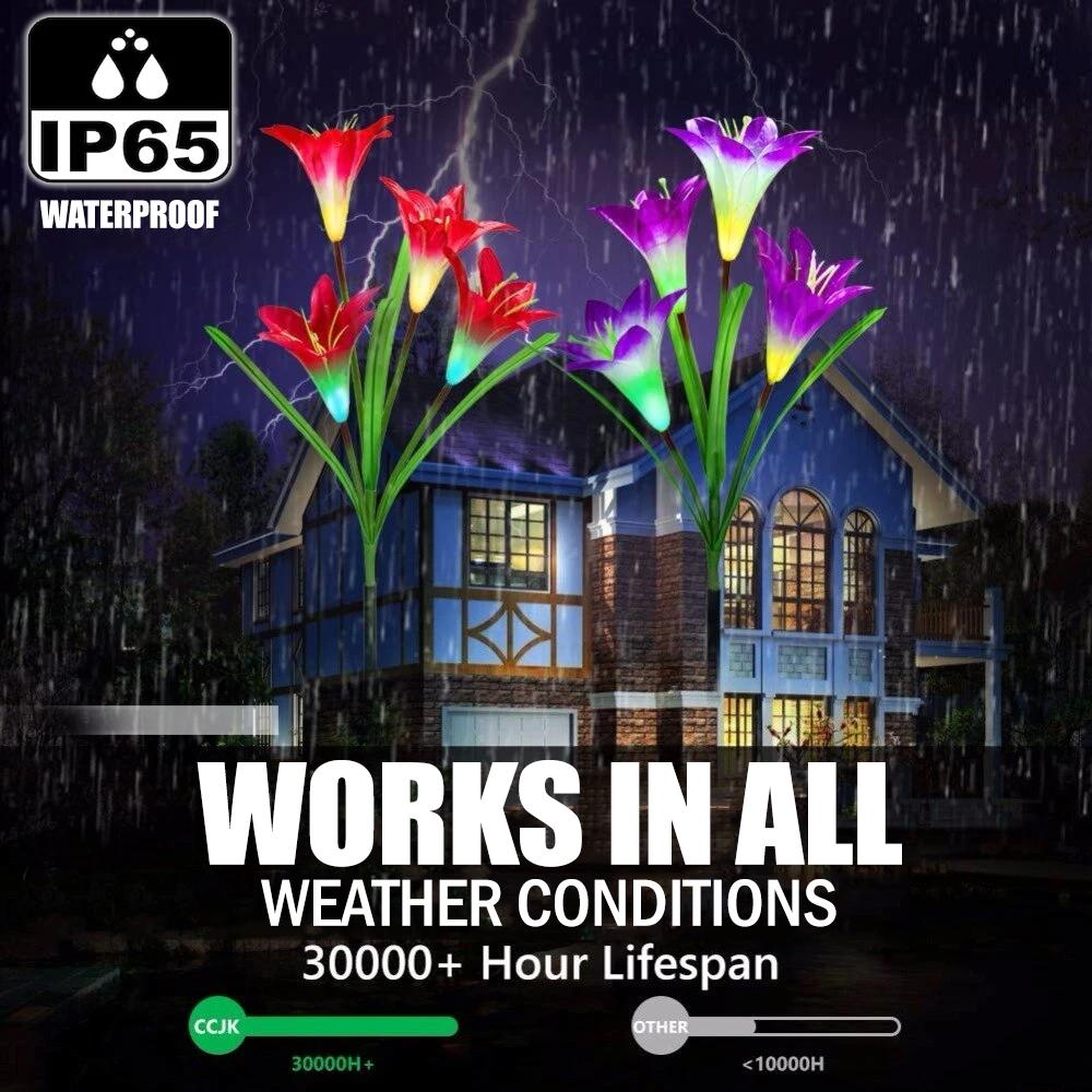 Lily Solar Garden Stake Lights (Pack of 4 Lilies)