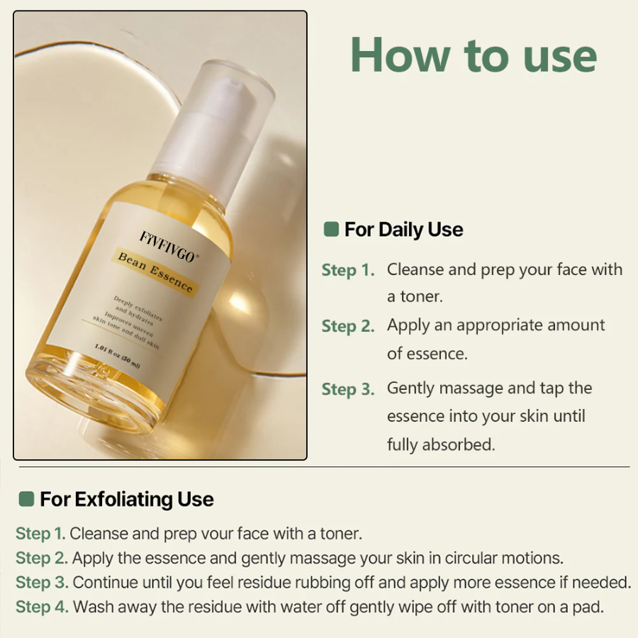 Fivfivgo® Bean Essence Serum – Gently Exfoliates, Hydrates & Helps Fade Dark Spots