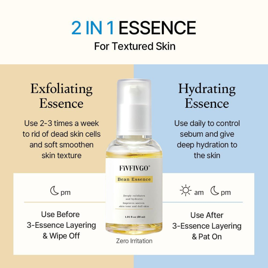 Fivfivgo® Bean Essence Serum – Gently Exfoliates, Hydrates & Helps Fade Dark Spots