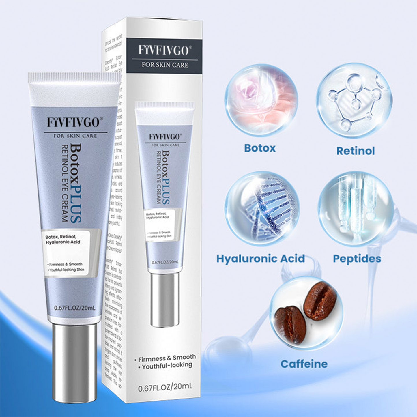 Fivfivgo® BotoxPLUS Retinol Eye Cream - Dermatologist Recommended (Eye Cream for Fine Lines, Wrinkles, Dark Circles, Dark Spots, and Daily Anti-Aging)