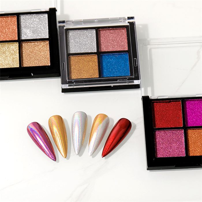 4 Color Nail Mirror Chrome Solid Powder Palette Nail Every Day And Night 