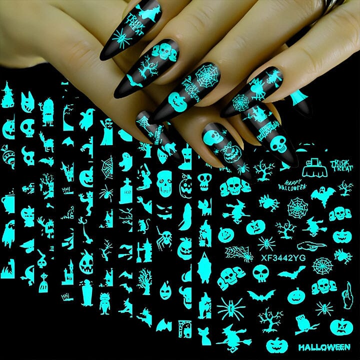 Halloween Glow in the Dark Nail Art Sticker 12pcs Set Nail Every Day And Night 