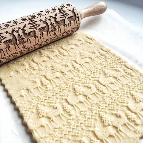 Embossing Wooden Rolling Pin