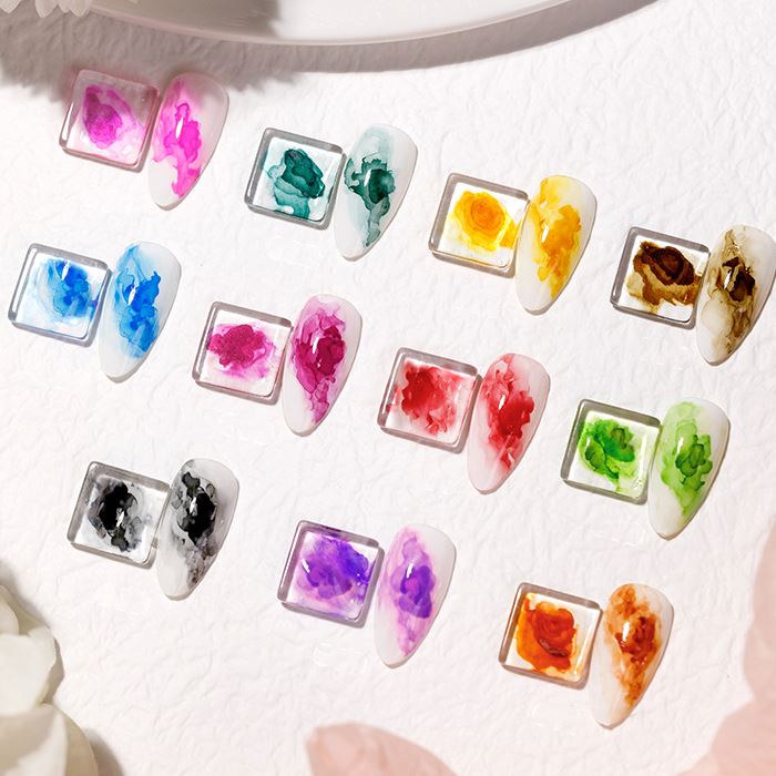 Watercolor Style Gel Nail Liquid Nail Every Day And Night 
