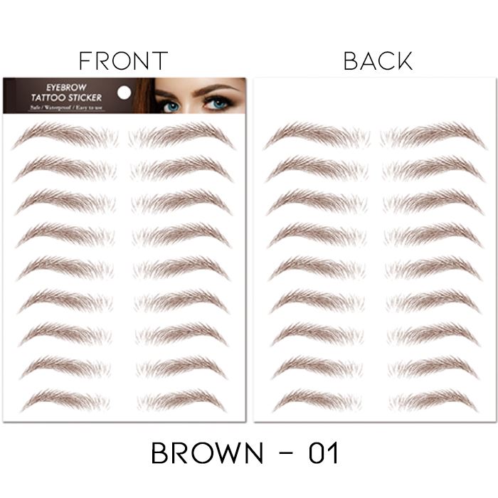 Waterproof Realistic Eyebrows Tattoo Sticker Make-up Every Day And Night Brown 01 1 Set