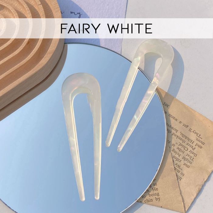 Vintage Style U-Shape Hair Fork Hair Styling Tools Every Day And Night Fairy White 2pcs 