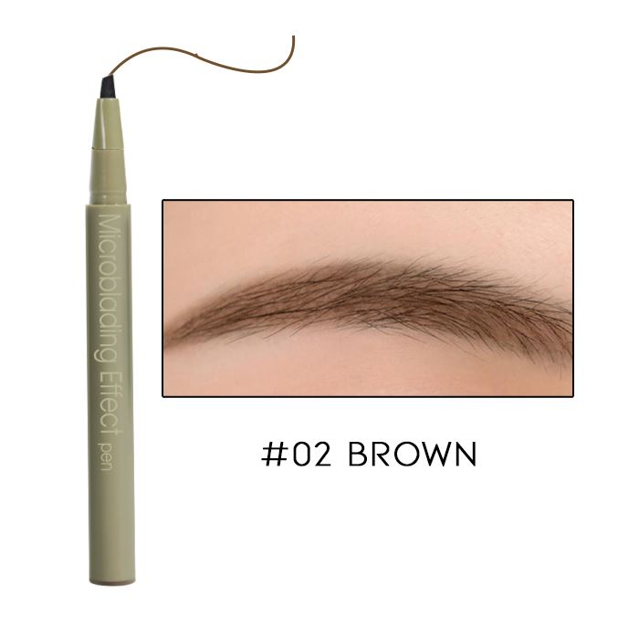 Long Lasting Microblade Effect Liquid Brow Pen Make-up Every Day And Night #02 Brown 1pc 