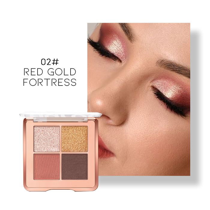 4 Shades Mini Eyeshadow Palette Make-up Every Day And Night 02# Red Gold Fortress 