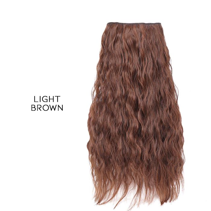 Seamless Clip-in 55cm Wavy Hair Extension Hair Styling Tools Every Day And Night Light Brown 1pc 