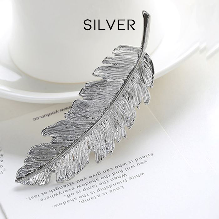 Metal Feather Hair Clip Hair Styling Tools Every Day And Night Silver 1pc 