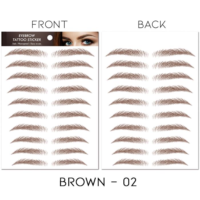 Waterproof Realistic Eyebrows Tattoo Sticker Make-up Every Day And Night Brown 02 1 Set