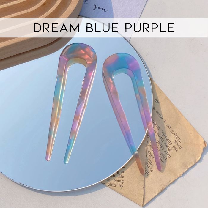 Vintage Style U-Shape Hair Fork Hair Styling Tools Every Day And Night Dream Blue Purple 1pc 