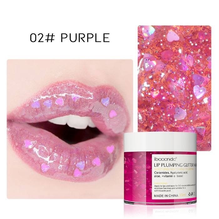 Lip Boost Glitter Lip Mask Make-up Every Day And Night 02# Purple 1pc 