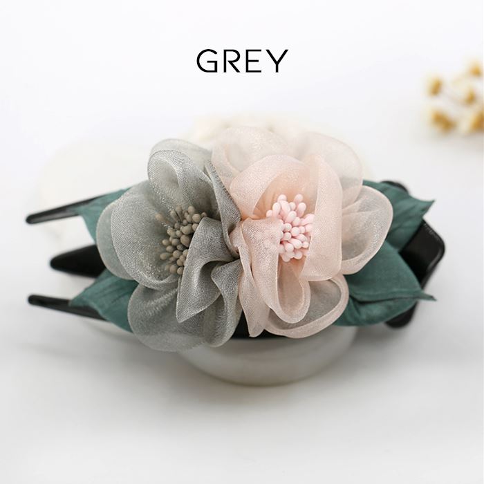 Elegant Floral Hair Clip Hair Styling Tools Every Day And Night Grey 1pc 