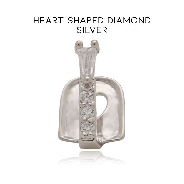 Teeth Gap Filling Grillz Jewelry Apparel & Accessories Every Day And Night Heart Shaped Diamond - Silver 1pc 