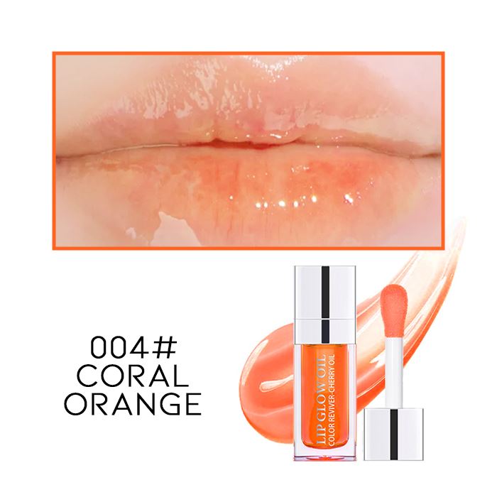 Juicy Plump Glowy Lip Oil Make-up Every Day And Night 004# Coral Orange 1pc 