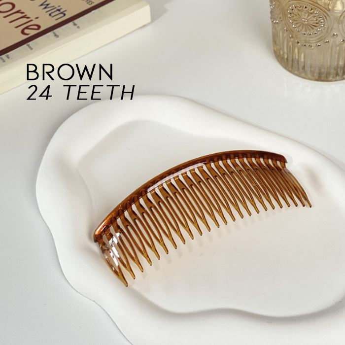 Neat Babyhair Plain Hair Comb Hair Styling Tools Every Day And Night Brown 24 Teeth 1pc