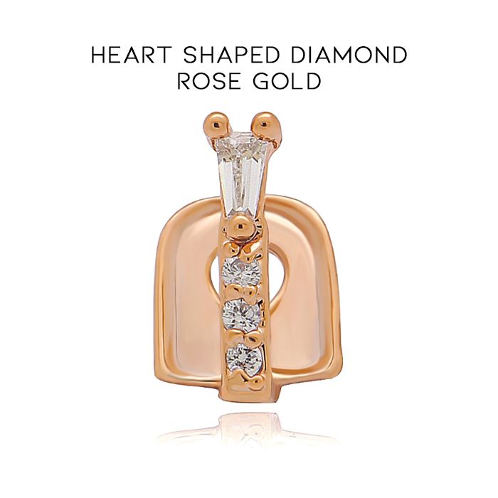 Teeth Gap Filling Grillz Jewelry Apparel & Accessories Every Day And Night Heart Shaped Diamond - Rose Gold 1pc 