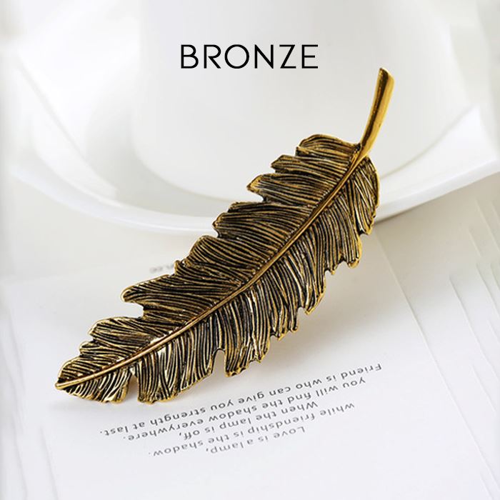 Metal Feather Hair Clip Hair Styling Tools Every Day And Night Bronze 1pc 