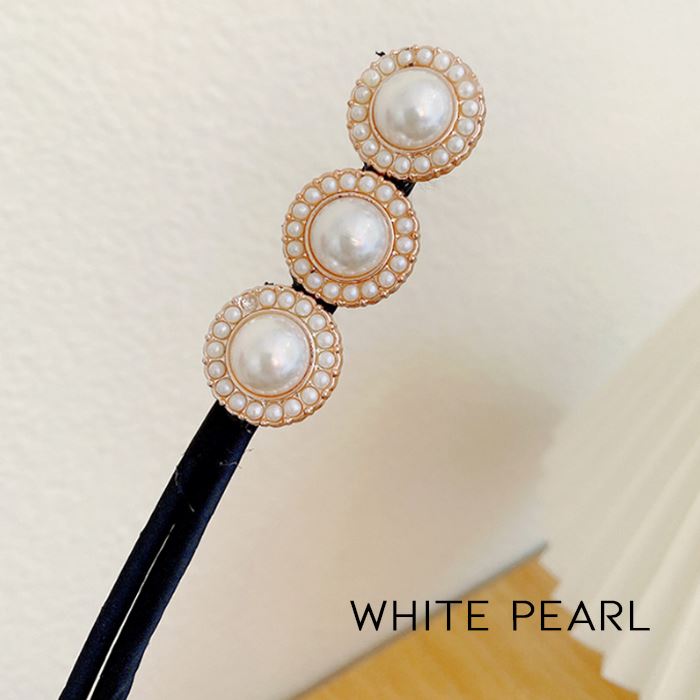 Elegant Easy Pearl Hairbun Maker Hair Styling Tools Every Day And Night White pearl 1pc 