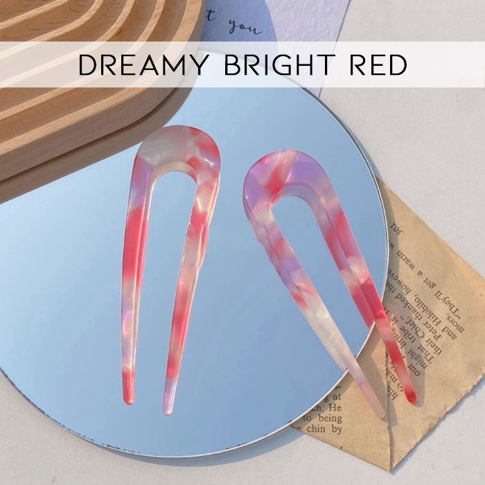 Vintage Style U-Shape Hair Fork Hair Styling Tools Every Day And Night Dreamy Bright Red 1pc 