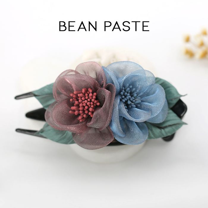 Elegant Floral Hair Clip Hair Styling Tools Every Day And Night Bean Paste 1pc 